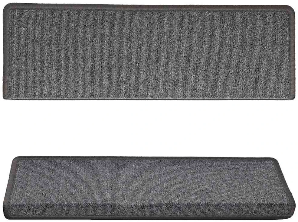 Laiptų kilimėliai, 15vnt., tamsiai pilkos spalvos, 65x21x4 cm