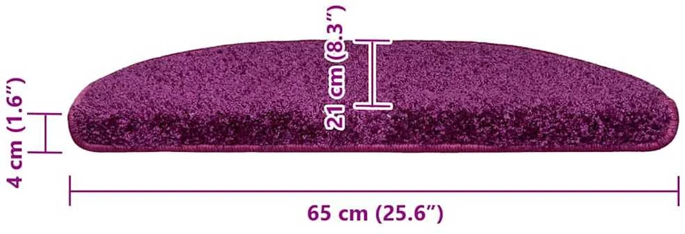 Laiptų kilimėliai, 15vnt., violetinės spalvos, 65x21x4cm