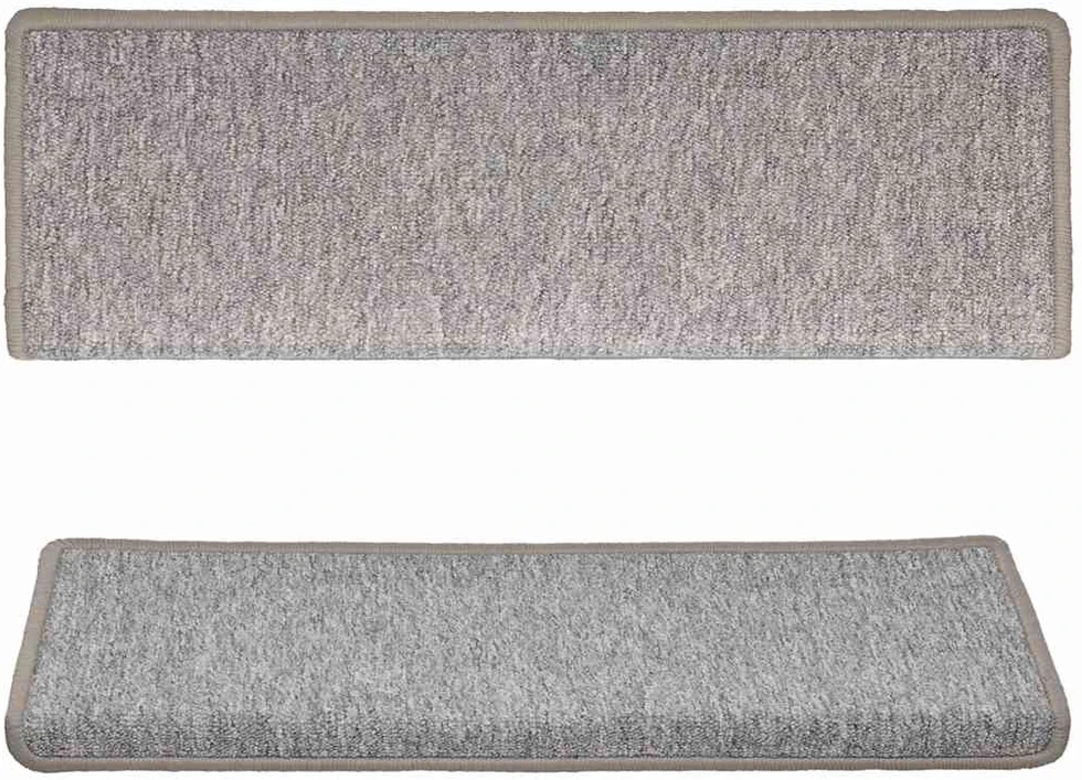 Laiptų kilimėliai, 15vnt., šviesiai pilkos spalvos, 65x21x4 cm