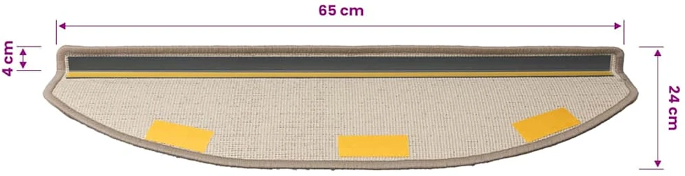 Kilimėliai laiptams, 15vnt., taupe spalvos, 65x24x4cm