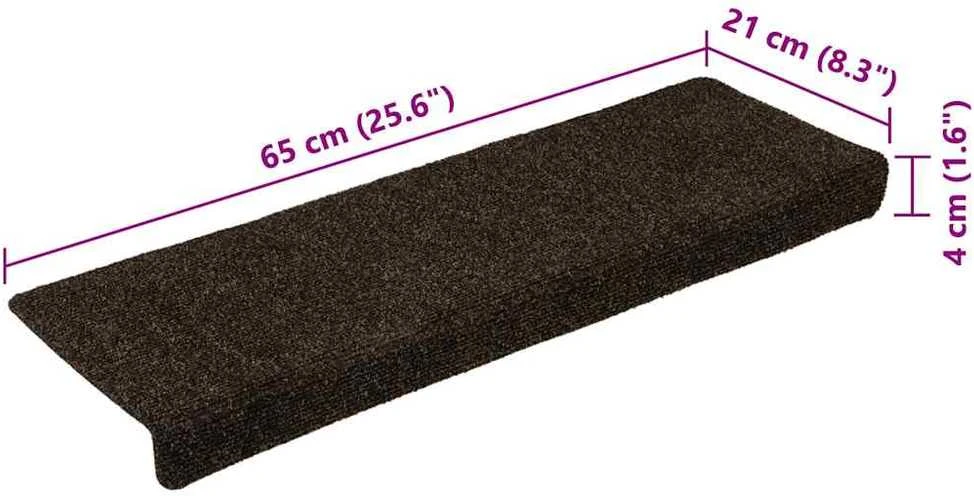 Laiptų kilimėliai, 15vnt., 65x21x4 cm, perforuoti adatomis