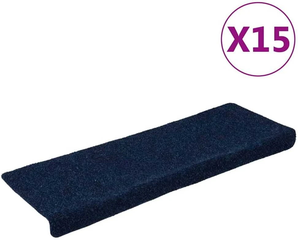 Laiptų kilimėliai, 15vnt., mėlyni 65x21x4cm perforuoti adatomis