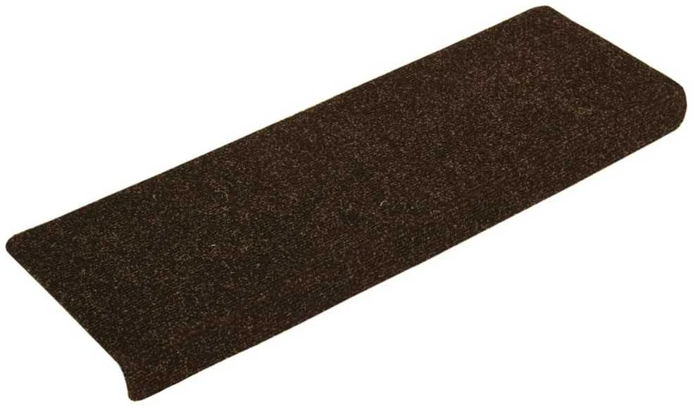 Laiptų kilimėliai, 15vnt., rudi, 65x21x4cm, perforuoti adatomis