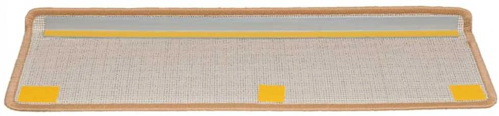 Laiptų kilimėliai, 15vnt., smėlio spalvos, 65x21x4 cm