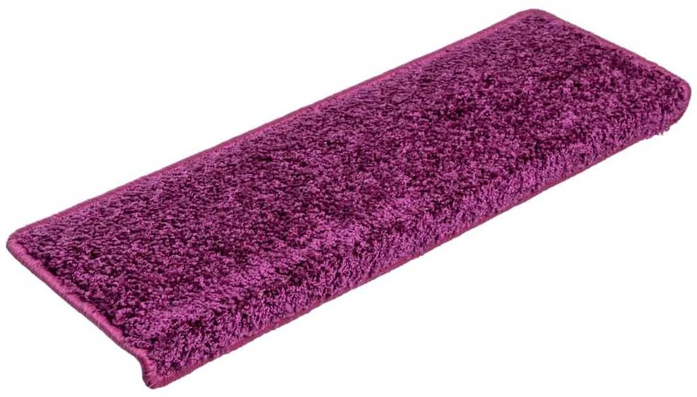 Laiptų kilimėliai, 15vnt., violetinės spalvos, 65x21x4 cm
