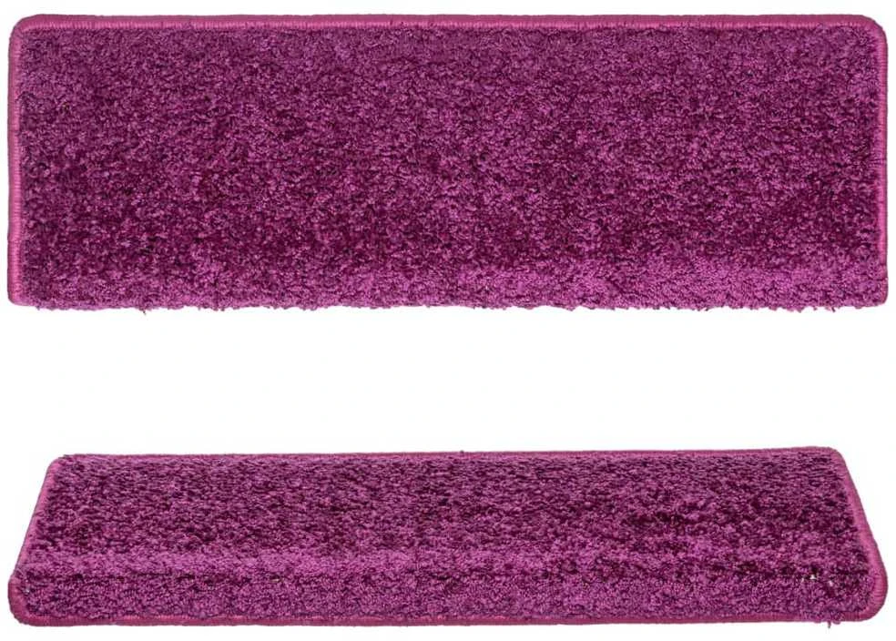 Laiptų kilimėliai, 15vnt., violetinės spalvos, 65x21x4 cm