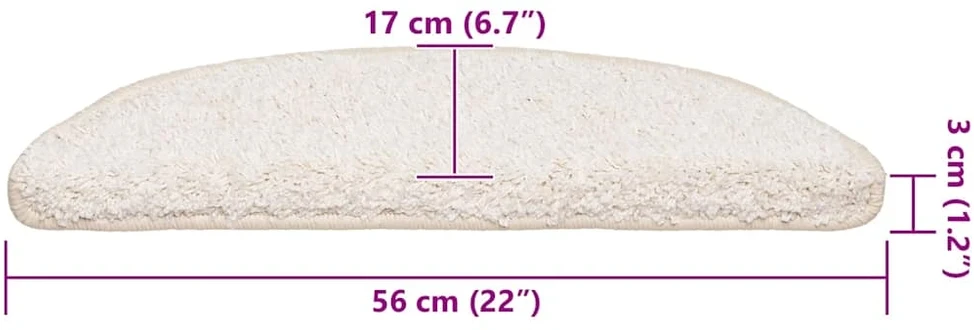 Laiptų kilimėliai, 20 vnt., 56x17x3 cm, balti, pusapvaliai