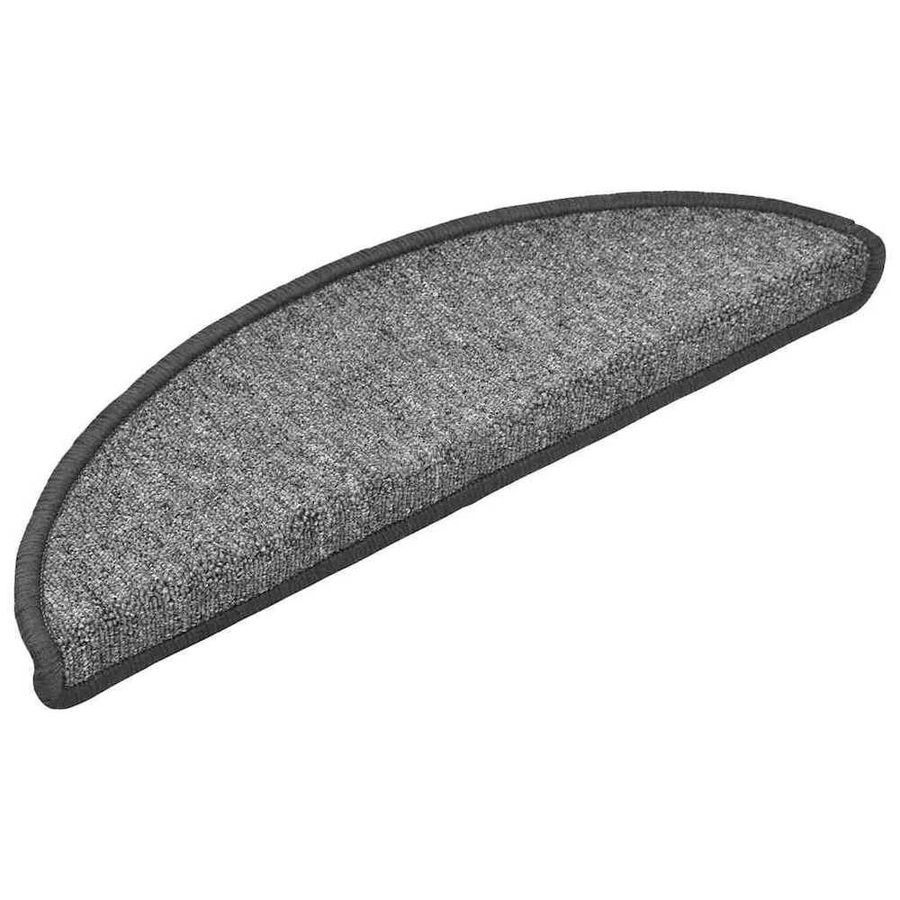 Laiptų kilimėliai, 20 vnt., 56x17x3 cm, tamsiai pilki, pusapvaliai