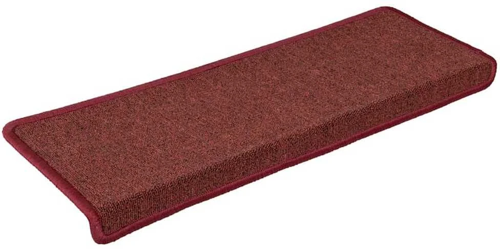 Laiptų kilimėliai, 30 vnt., 65x21x4 cm, bordo spalvos, stačiakampiai kraštai