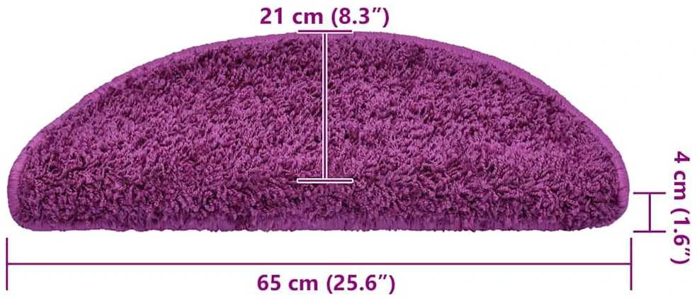 Laiptų kilimėliai, 30 vnt., 65x21x4 cm, violetiniai, pusapvaliai, dideli