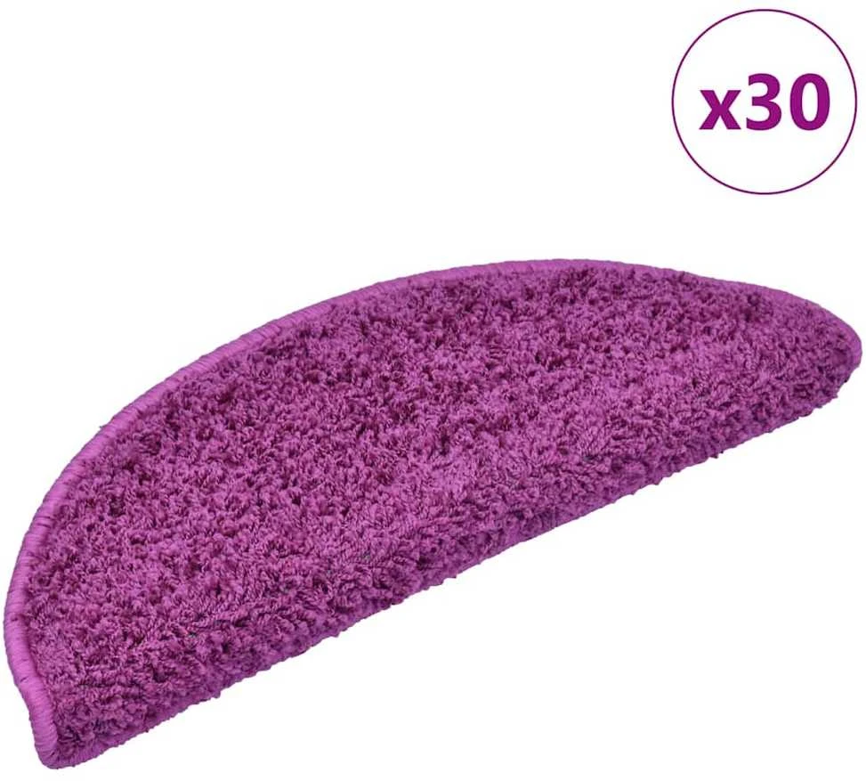 Laiptų kilimėliai, 30 vnt., 65x21x4 cm, violetiniai, pusapvaliai, dideli