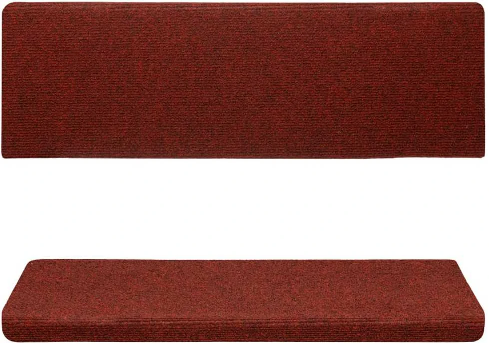 Laiptų kilimėliai, 5vnt., tamsiai raudoni, 65x21x4cm