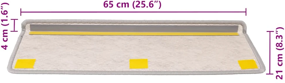 Laiptų kilimėliai Lipni Sisal-Look 30 vnt 65x21x4 cm Platina