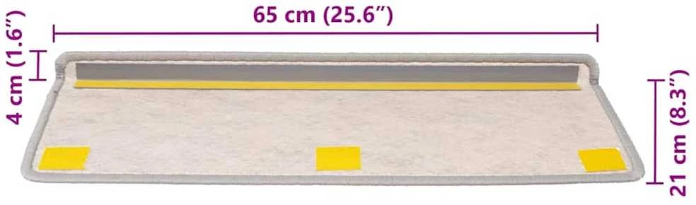 Laiptų kilimėliai Lipni Sisal-Look 30 vnt 65x21x4 cm Platina