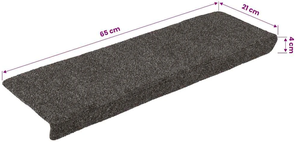 Laiptų kilimėliai, 10vnt., antracito, 65x21x4cm
