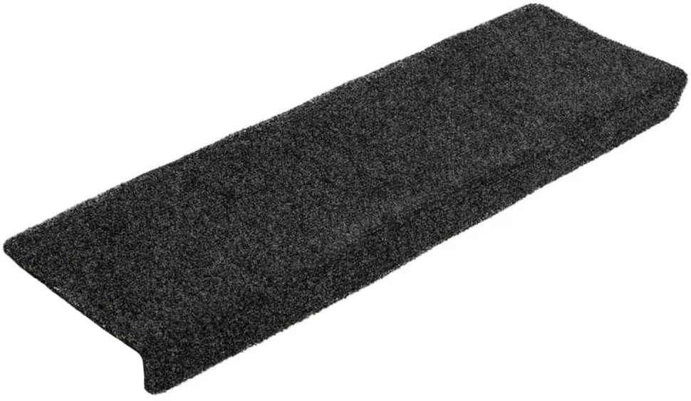 Laiptų kilimėliai, 10vnt., juodi 65x21x4cm, perforuoti adatomis