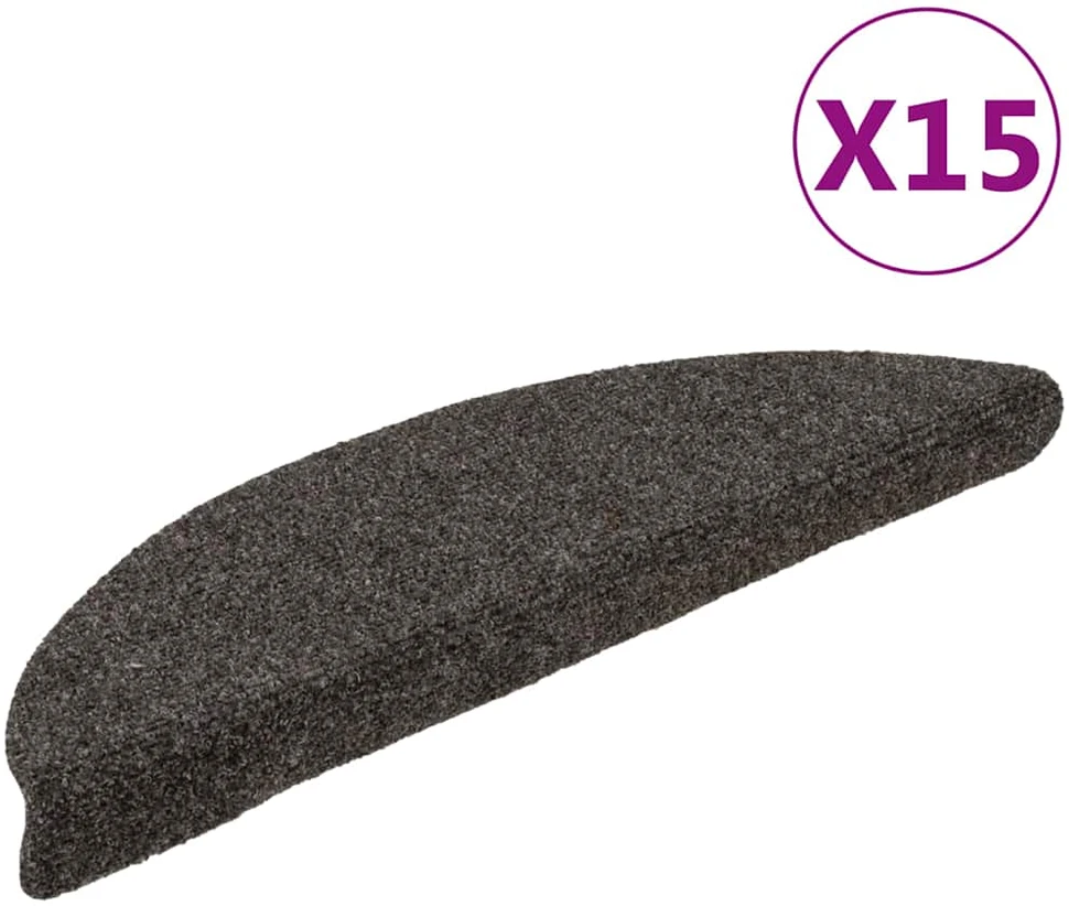 Lipnūs laiptų kilimėliai, 15vnt., antracito, 56x17x3cm