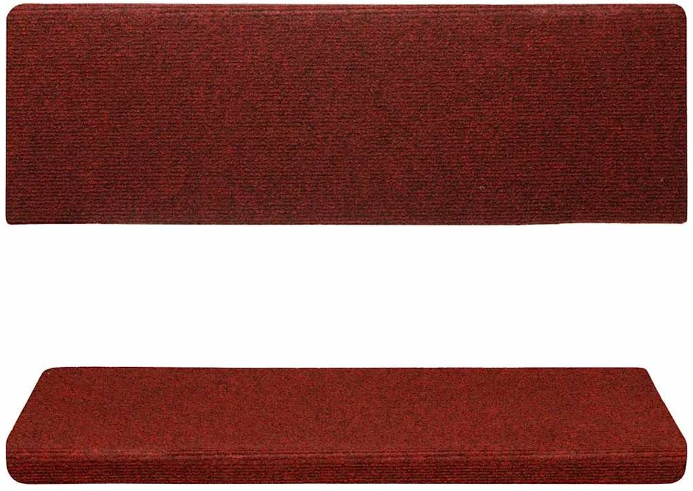 Laiptų kilimėliai, 15vnt., raudonos spalvos, 65x21x4 cm