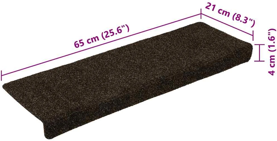 Laiptų kilimėliai, 15vnt., 65x21x4 cm, perforuoti adatomis