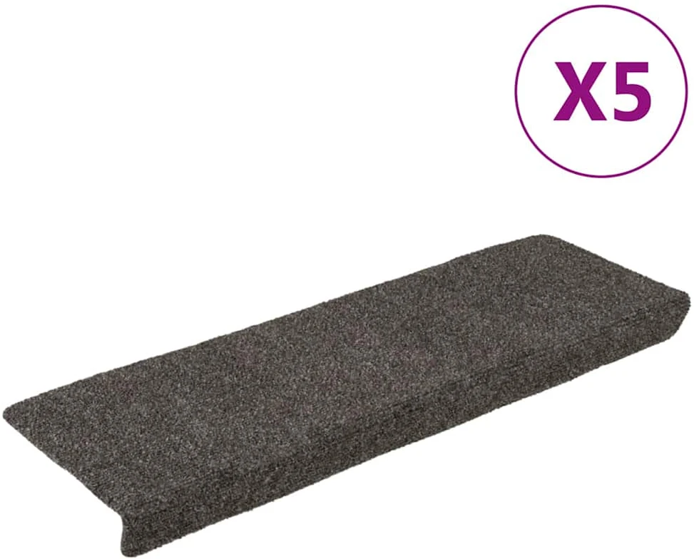 Laiptų kilimėliai, 5vnt., antracito 65x21x4cm perforuoti adatom