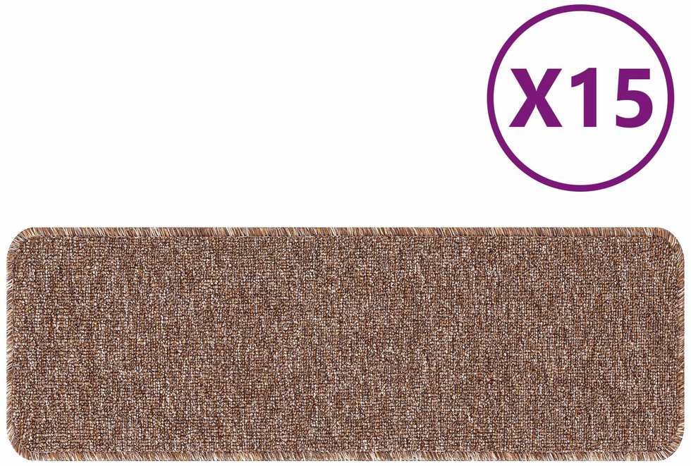 Slydimui atsparūs laiptų kilimėliai 15 vnt. 60 x 25 cm Ruda PP