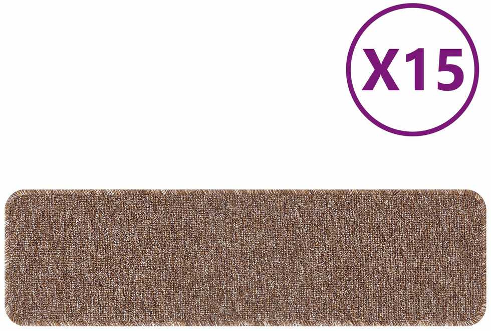 Slydimui atsparūs laiptų kilimėliai 15 vnt. 75 x 20 cm Ruda PP