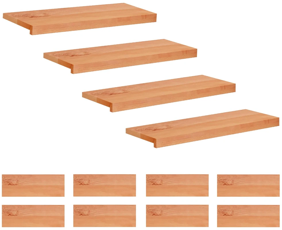 Laiptų pakopos 12 vnt. 70 x 30 x 2 cm Lakas Kietas bukas medis