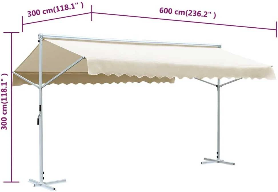 Laisvai pastatoma stoginė, kreminės spalvos, 600x300cm