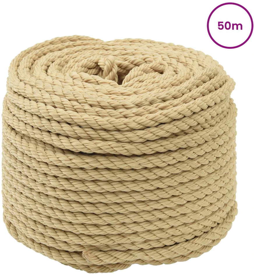 Laivo virvė 8 mm 50 m Natūrali polypropylène
