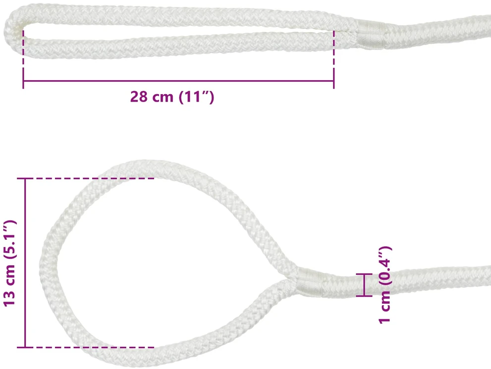 Laivo virvė 10 mm 12 m Balta Poliesteris