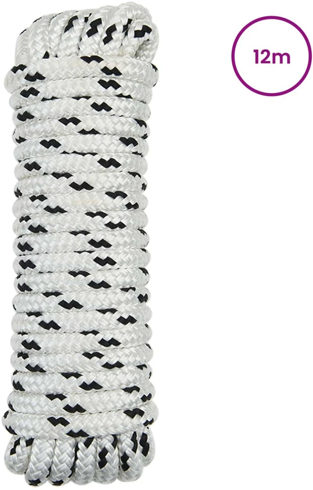 Laivo virvė 2 mm 12 m Balta ir juoda Poliesteris