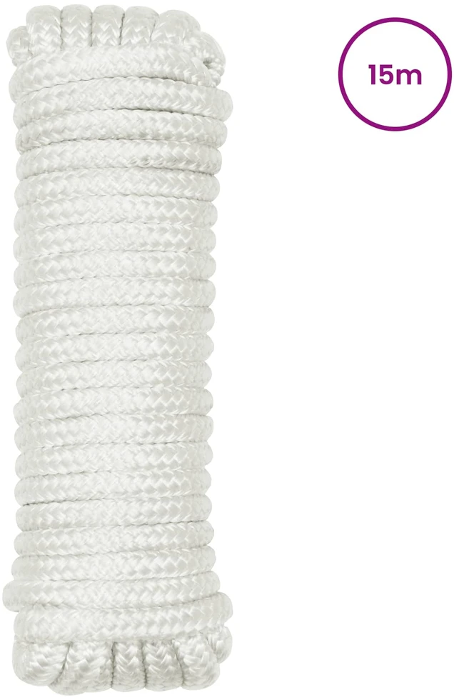 Laivo virvė 12 mm 15 m Balta Poliesteris