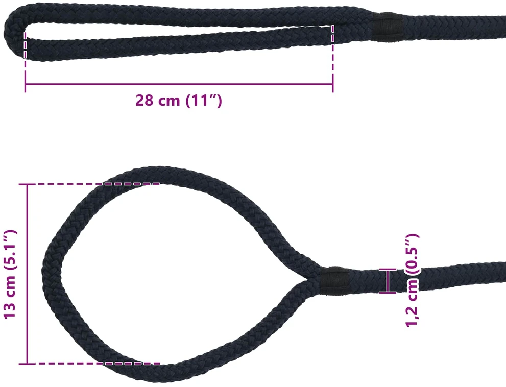 Laivo virvė 12 mm 6 m Karališka mėlyna Poliesteris