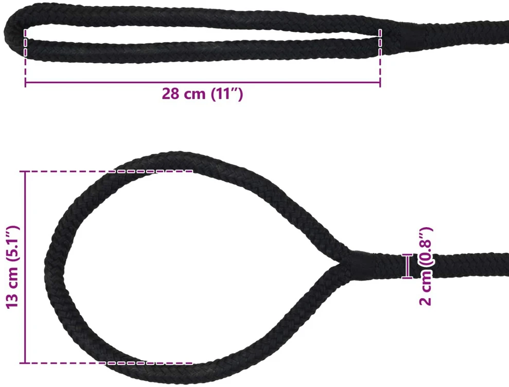 Laivo virvė 2 mm 15 m Juoda Poliesteris