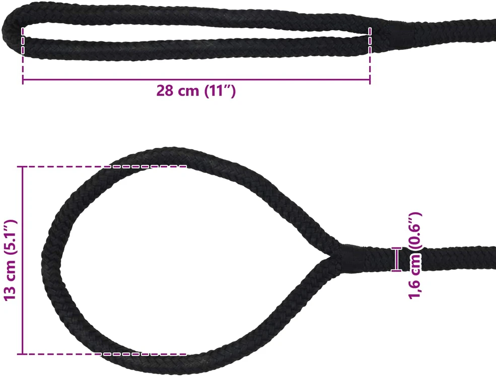 Laivo virvė 16 mm 9 m Juoda Poliesteris