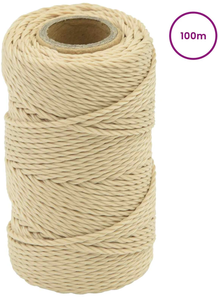 Laivo virvė 2 mm 100 m Natūrali