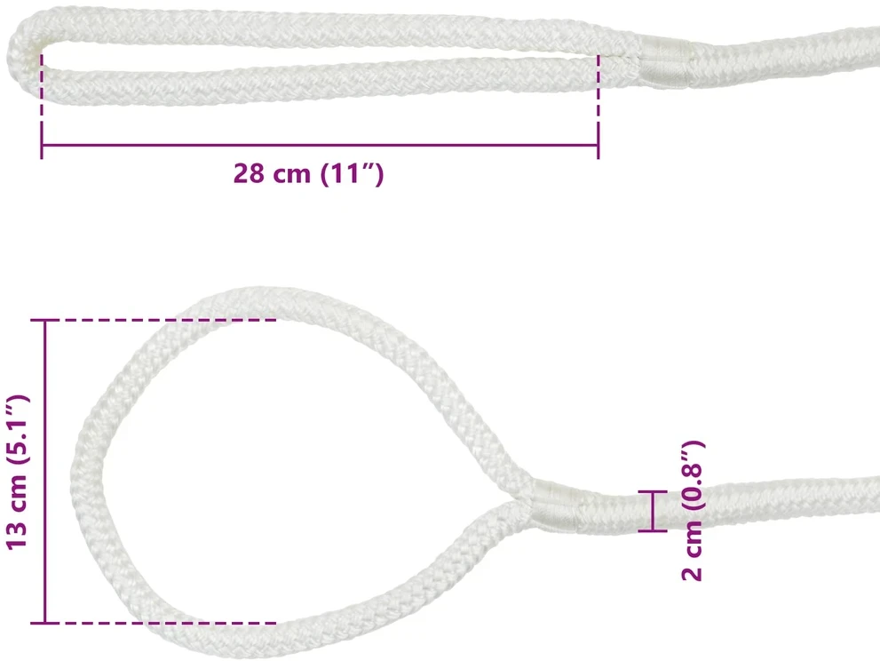 Laivo virvė 2 mm 12 m Balta Poliesteris