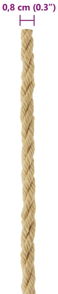 Laivo virvė 8 mm 25 m Natūrali