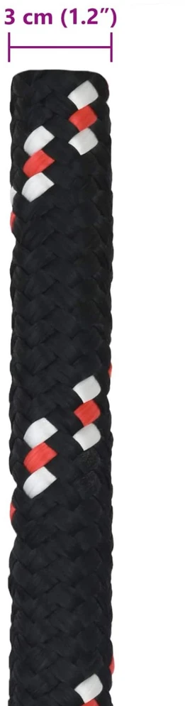 Laivo virvė 3 mm 5 m Juoda ir raudona