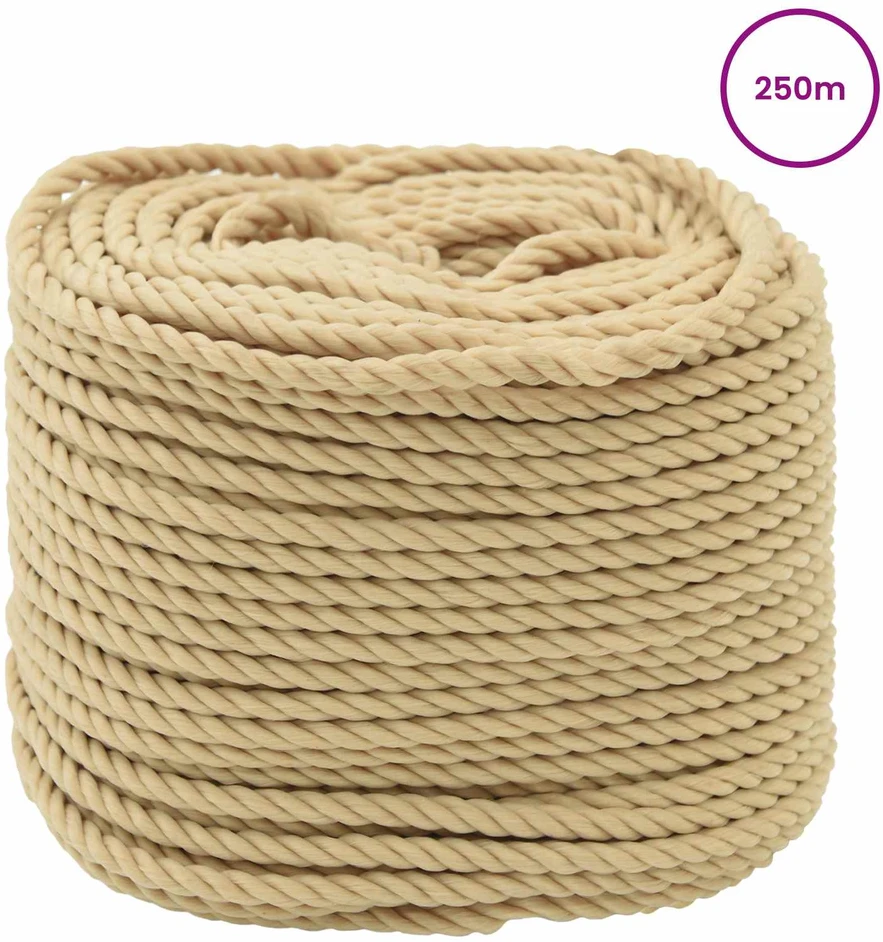 Laivo virvė 6 mm 250 m Natūrali