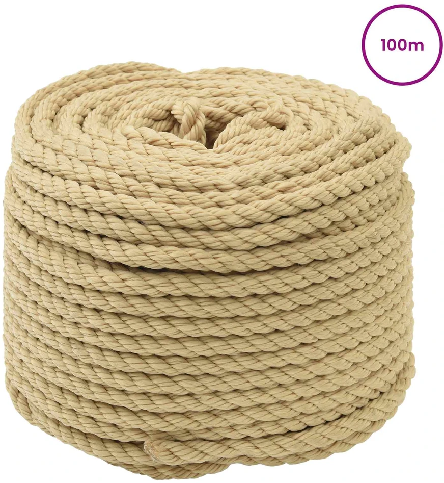 Laivo virvė 8 mm 100 m Natūrali