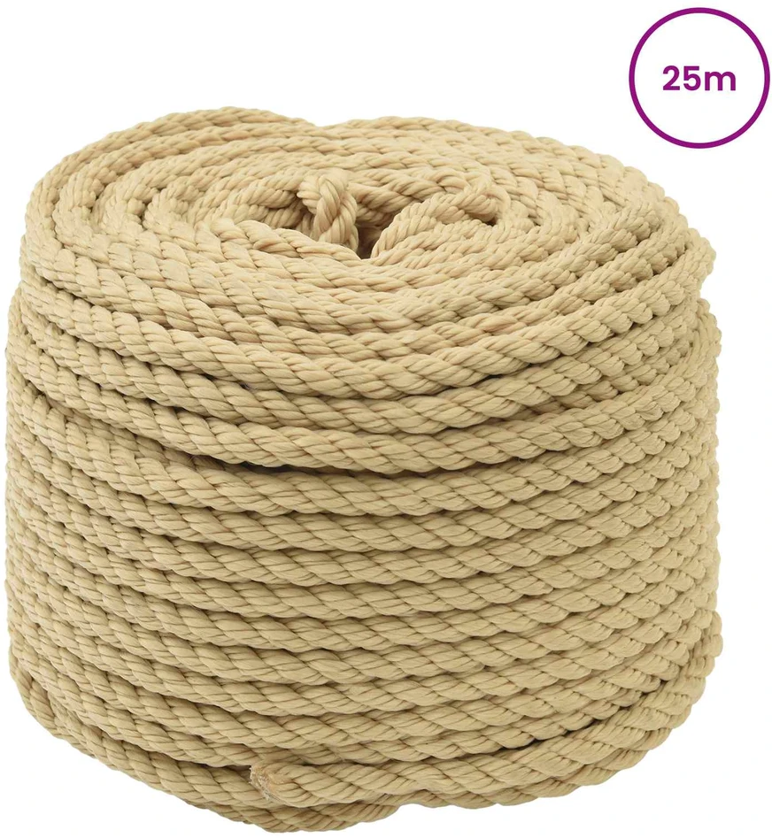 Laivo virvė 8 mm 25 m Natūrali