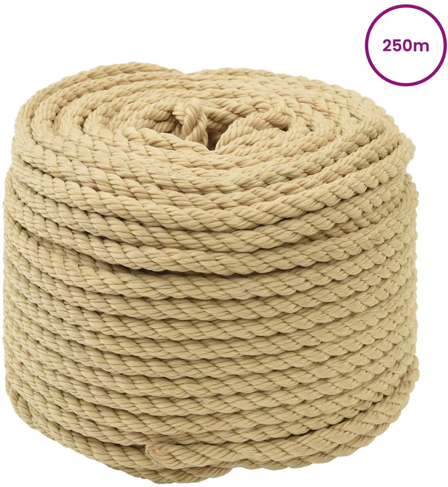 Laivo virvė 8 mm 250 m Natūrali