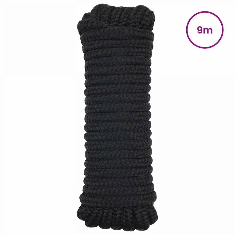 Laivo virvė 2 mm 9 m Juoda Poliesteris