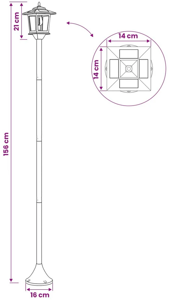 Lamp Post Set with LED Bulb 2 vnt. Juoda 16 x 16 x 156 cm