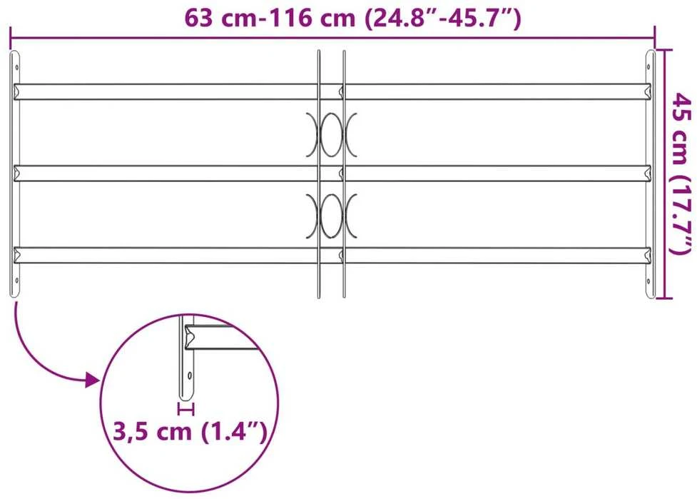 Langų saugumo grotelės 116 x 45 cm Galvanizuotas plienas