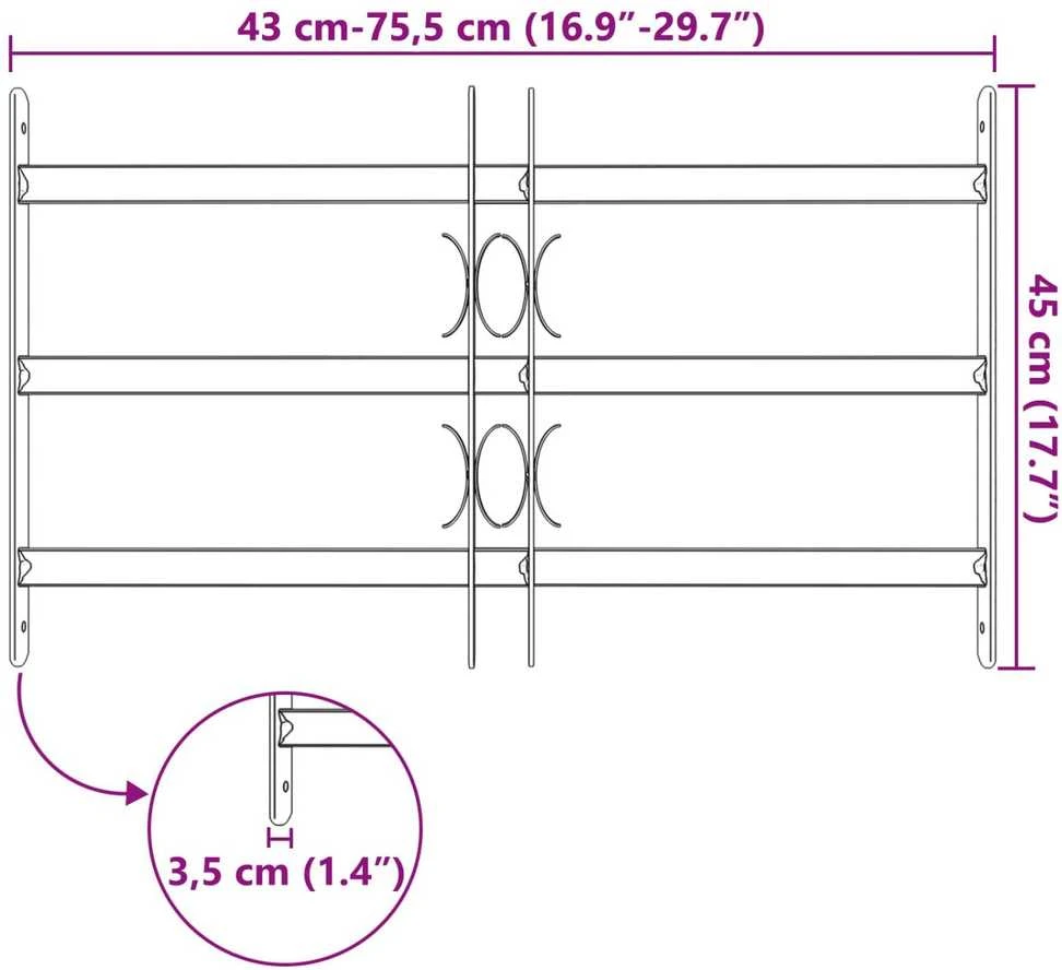 Langų saugumo grotelės 75.5 x 45 cm Galvanizuotas plienas