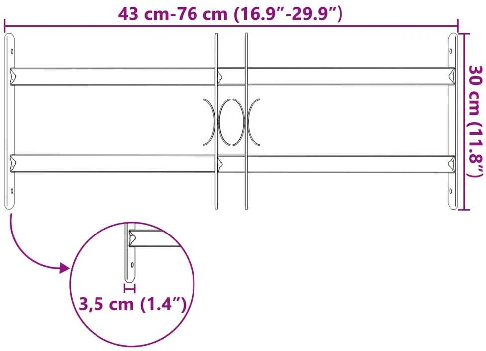 Langų saugumo grotelės 76 x 30 cm Galvanizuotas plienas