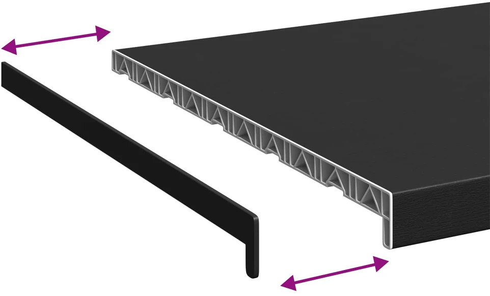 Langų palangė Juoda su medienos tekstūra 80 x 50 x 4,5 cm PVC