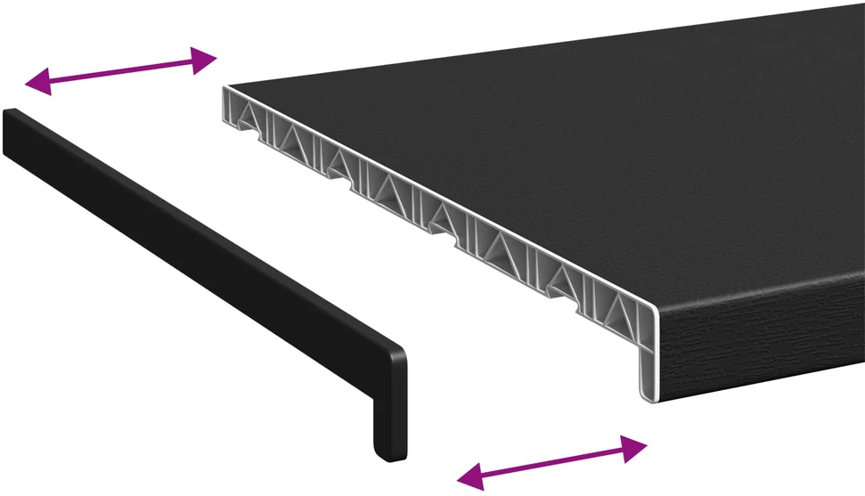 Langų palangė Juoda su medienos tekstūra 120 x 45 x 4,5 cm PVC